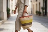 Mifuko Kiondo Kenya Bag - Striped mustard, Beige and Brown
