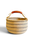 African Basket | Bolga Ghana Basket - Natural with Blue stripes