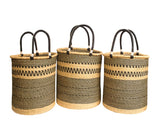 Ghana Laundry basket Hamper Basket Home Decor Basket - Black & Tan