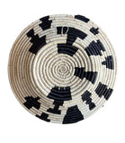African  Uganda Woven Bowl -  White & Black Arrows 12" x 3"