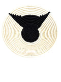 African  Uganda Woven Bowl -  White & Black Tie 12" x 3"