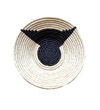 African  Uganda Woven Bowl -  White & Black Tie 12" x 3"