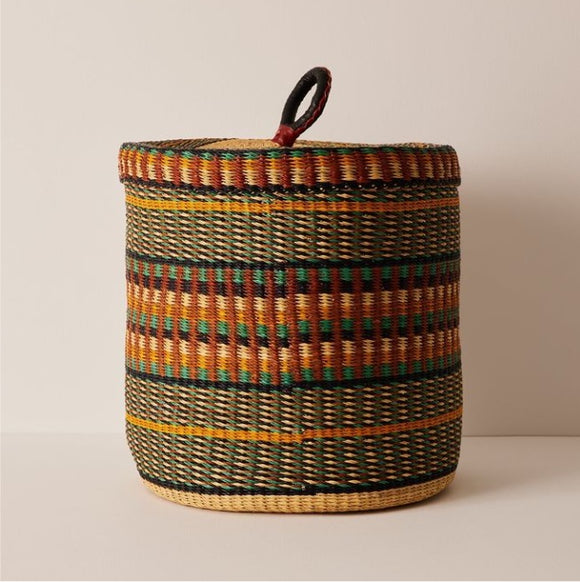Ghana laundry basket Hamper Basket Home Decor Basket with a lid - Earth tone