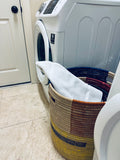 Multicolored Woven Storage Basket With Lid:  Storage Basket - Natural