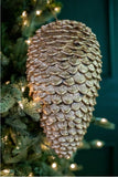 9” Glitter Sequoia Pine Cone Ornament - Champagne