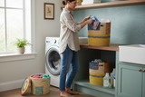 Multicolored Woven Storage Basket With Lid:  Storage Basket  or Laundry Baskets