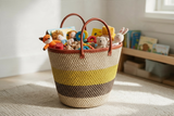 Mifuko Kiondo Kenya Bag - Striped mustard, Beige and Brown