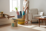 Multicolored Woven Storage Basket With Lid:  Storage Basket  or Laundry Baskets