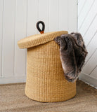 Ghana laundry basket Hamper Basket Home Decor Basket with a lid - Dye Free Brown