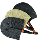 Handmade Ghanian Fan -Natural With Black & Tan Leather Handle