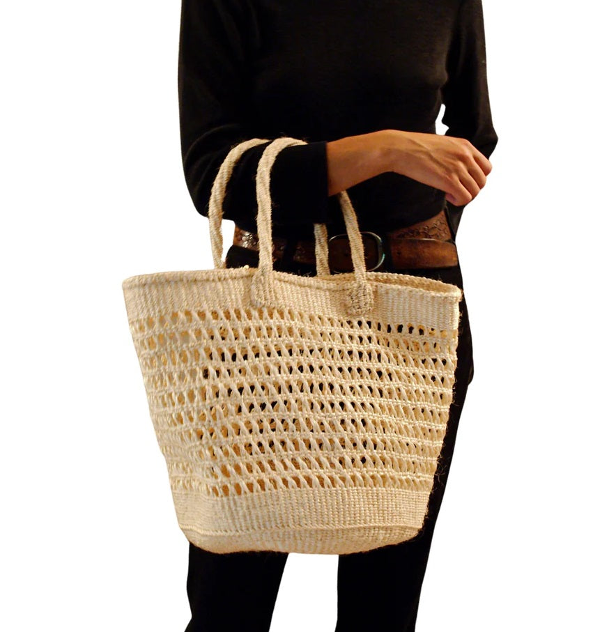 Limited Edition Mifuko on sale Kiondo Woven Basket Tote Bag Black White