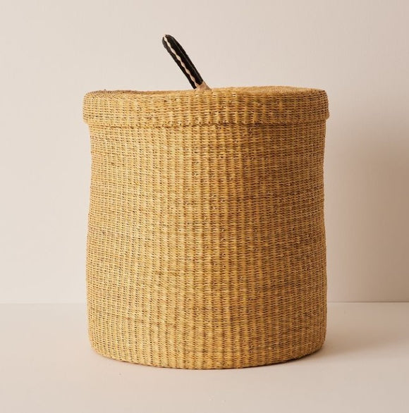 Ghana laundry basket Hamper Basket Home Decor Basket with a lid - Dye Free With Black