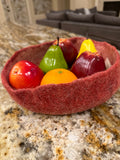 Felted Wool Nesting Bowl Organic eco-friendly minimalist decoration -  Berry