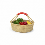 Haverst Woven Basket , Portable Garden Harvest Ghana Basket, for Picnic, Easter Eggs, Storage, Gathering Produce and eggs