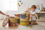 Multicolored Woven Storage Basket With Lid:  Storage Basket  or Laundry Baskets