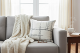 Modern Boho Wool Throw Pillow Cushion Covers - Linear Ivory