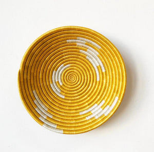 Trade Uganda African Bukedo Bowl Yellow & White 13" Across