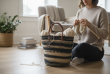 Mifuko Kiondo Kenya Bag - Shopping Bag| Beach Bag| Storage - Green Stripes With White Cloud