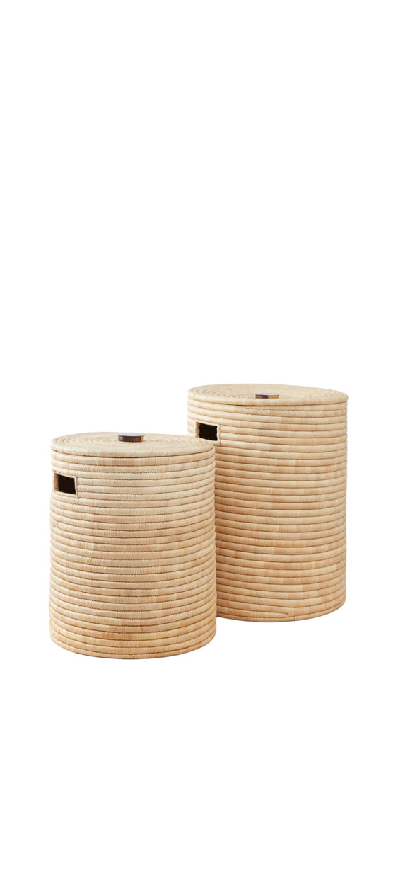 Woven Storage Basket With Lid:  Sunga Classic Storage Basket - Natural