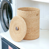 Woven Storage Basket With Lid:  Sunga Classic Storage Basket - Natural