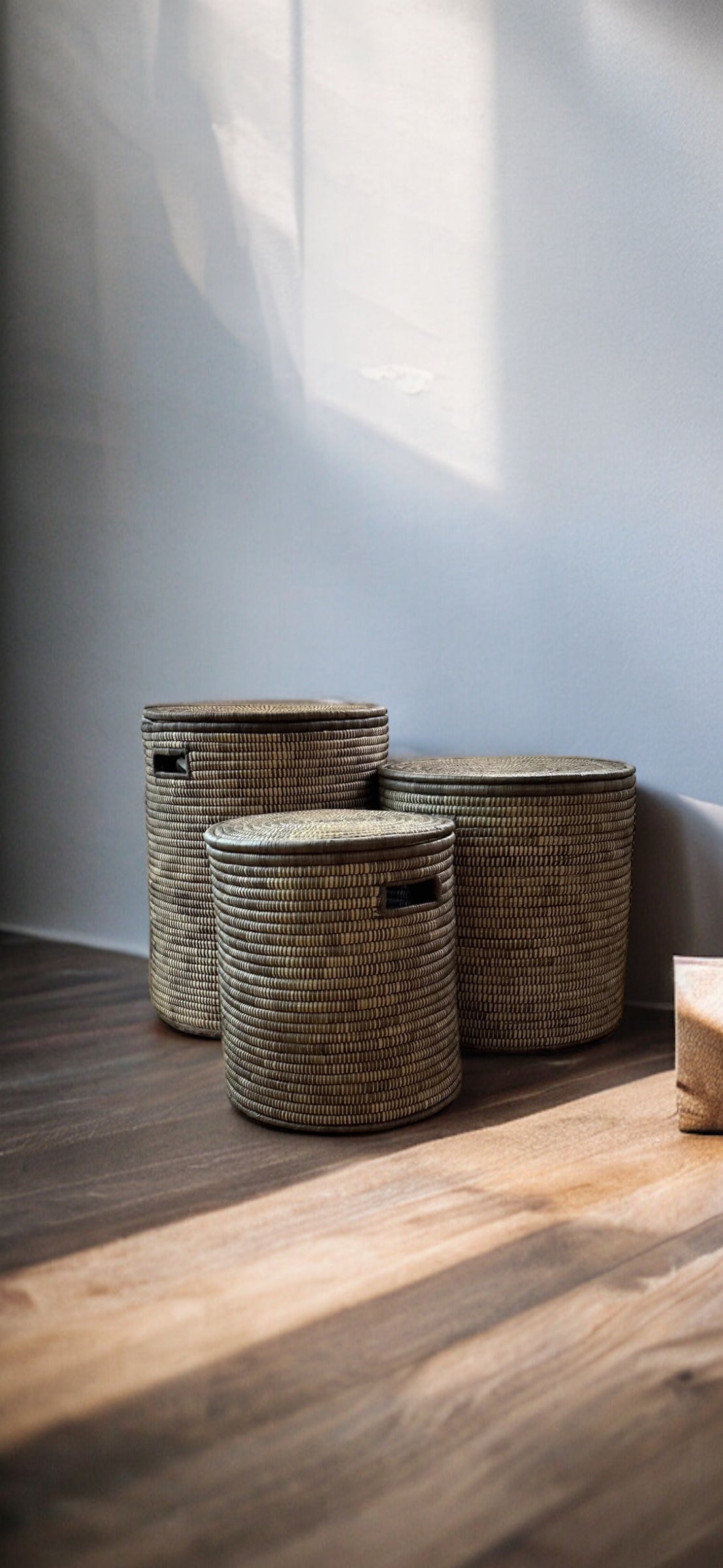 Woven Storage Basket With Lid: Salima Monochrome Storage Basket