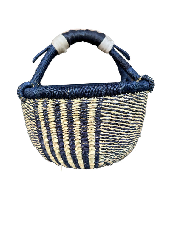 African Market Basket | Ghana Bolga Basket - Black & Tan 1 EA