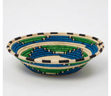 African  Uganda Woven Bowl - Green & Blue  12" x 3"