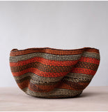 Bolga Wave Basket - Brown & Burnt Orange