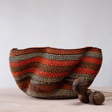 Bolga Wave Basket - Brown & Burnt Orange