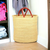 Ghana Natural Large Traditional Handwoven African Ghana Laundry Basket Natural Hamper basket