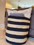 Kiondo Floor Sisal Storage Basket | Melange  Black & White  Four Stripes
