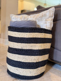 Kiondo Floor Sisal Storage Basket | Melange  Black & White  Four Stripes