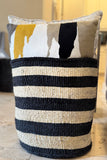 Kiondo Floor Sisal Storage Basket | Melange  Black & White  Four Stripes