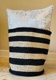Kiondo Floor Sisal Storage Basket | Melange  Black & White  Four Stripes