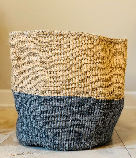 Kiondo Floor Sisal Storage Basket | Melange  Grey and Tan