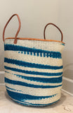 Mifuko Kiondo Kenya Bag - Blue  Stripes With White