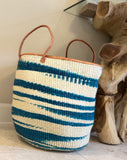 Mifuko Kiondo Kenya Bag - Blue  Stripes With White