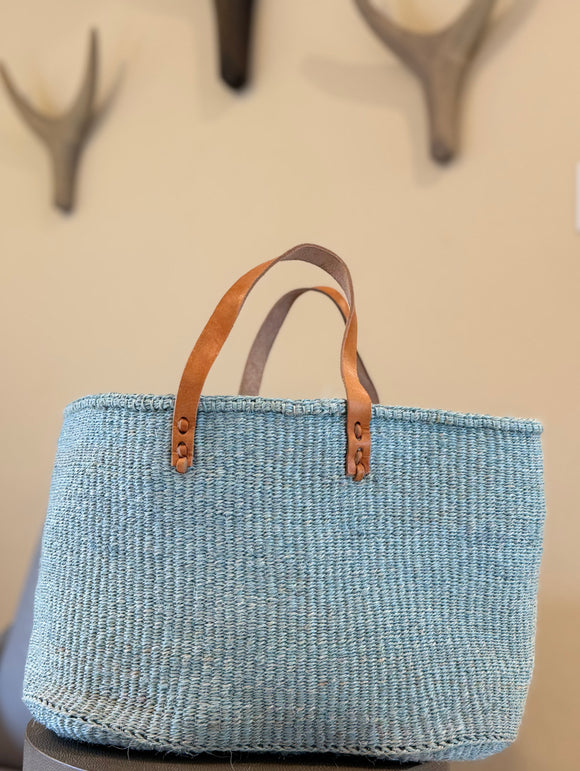 Baby Blue Mifuko Kiondo Kenya Beach Bag, Shopping Bag, Picnic Bag, Storage, Floor Basket, Home Decor