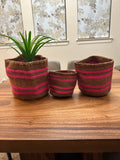 Kiondo Floor Sisal Storage Basket | Melange  Maroon