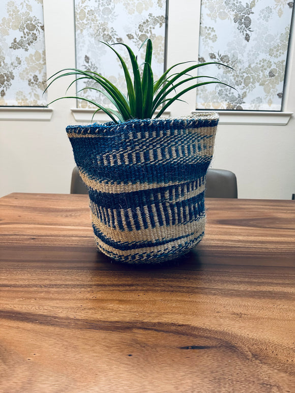 Kiondo Floor Sisal Storage Basket | Melange  Blue