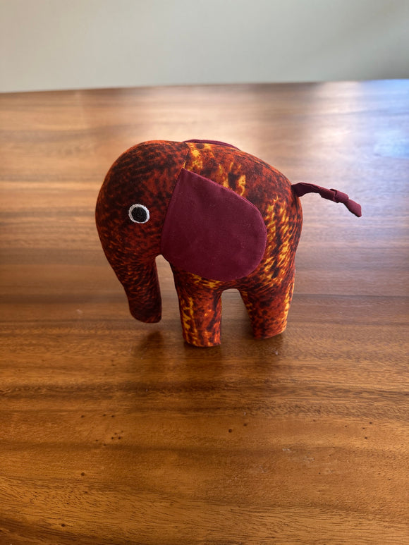Kitenge Stuffed Animals - Maroon Elephant