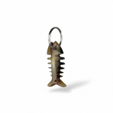 Fish Bone Shape Ankole Cow Horn Key Chain, Recycled Material, with Steel Ring