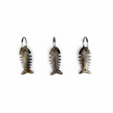 Fish Bone Shape Ankole Cow Horn Key Chain, Recycled Material, with Steel Ring
