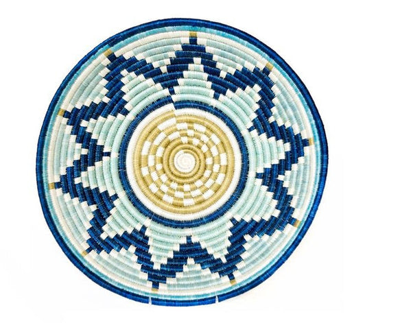 African Rwanda Woven Basket- Ocean Wave