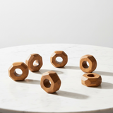 Handmade Teak or Iroko Wood Napkin Rings Set of 6