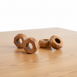 Handmade Teak or Iroko Wood Napkin Rings Set of 6