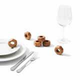Handmade Teak or Iroko Wood Napkin Rings Set of 6