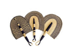 Handmade Ghanian Fan - Natural & Black with No leather Assorted Designs 1 EA
