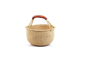 Small African Market Basket | Ghana Bolga Basket | Dye Free | 9"-11" Across