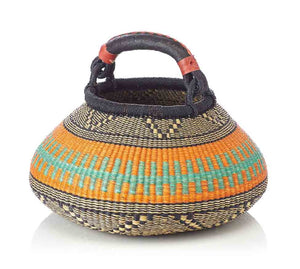Ghana Pot Basket Orange - diameter: 16"-18"; depth: 13"-15"
